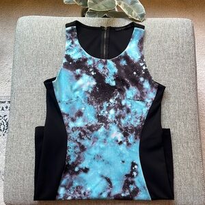 Y2K Vintage Blue Nebula Mini Dress, Size: Large Circa 2008